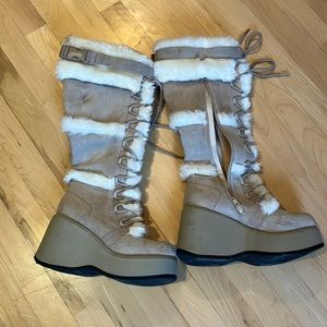 Knee high wedge Boots